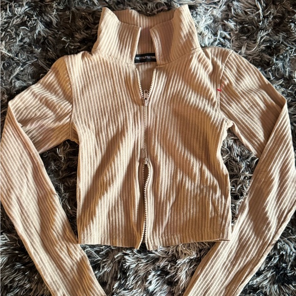 Pretty Little Thing Women’s Stretchy Zip Up Long Sleeve Collared Top Size 2 - Picture 6 of 10